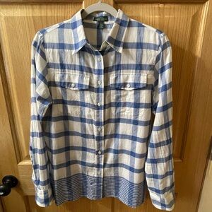 Ralph Lauren Blue and White Checkered Shirt